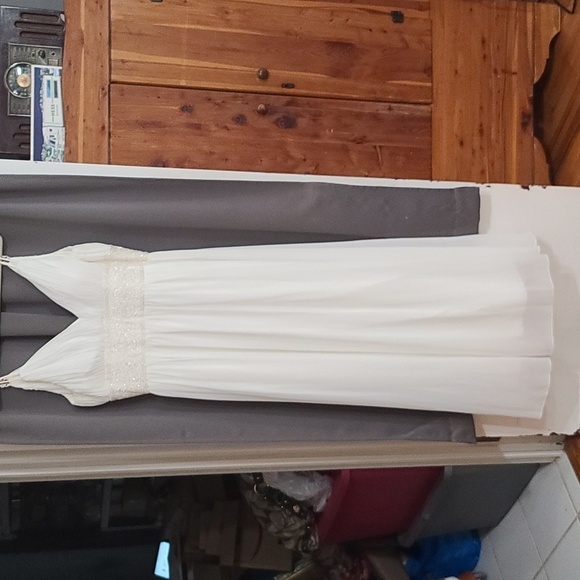 Oleg Cassini Dresses & Skirts - VTG Oleg Cassini Womens Formal Dress Off White SILK Beaded Pleated Wedding Sz 16